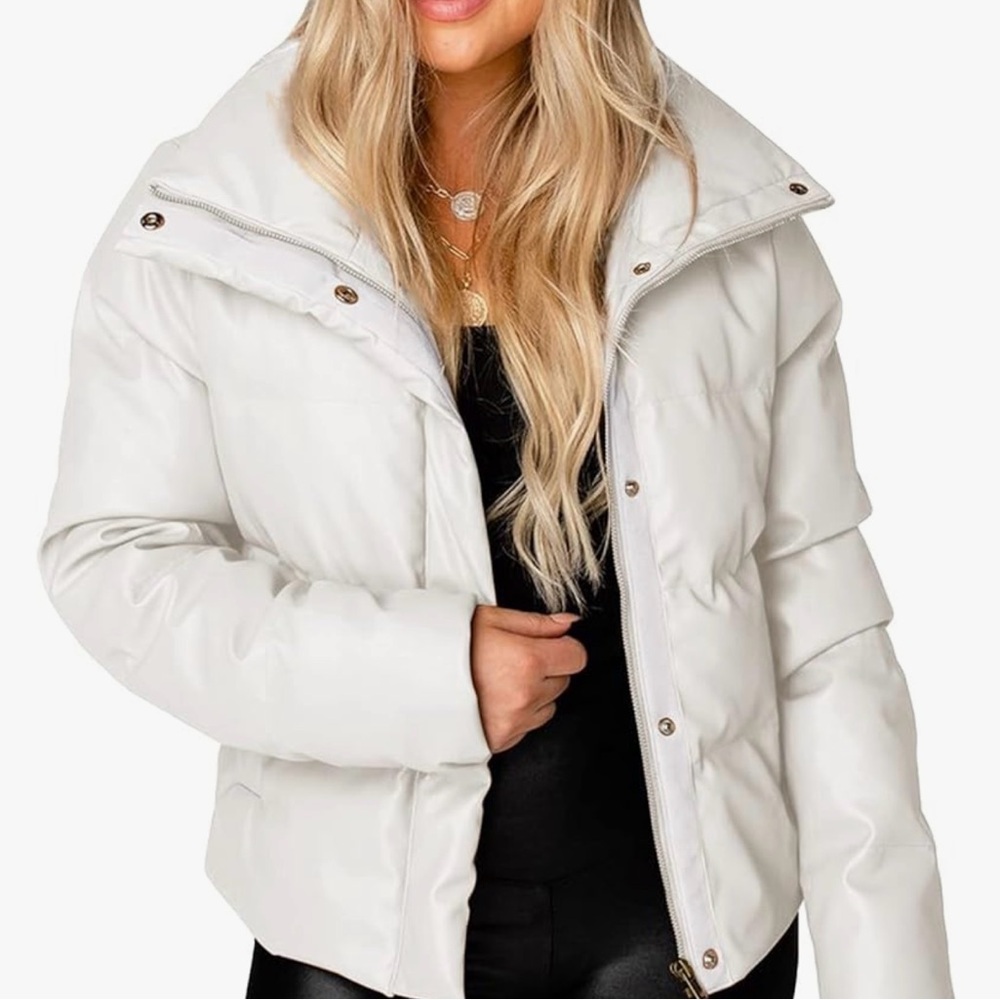 Faux Leather Puffer Jacket